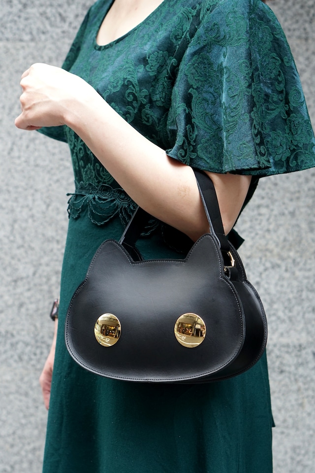 猫連合3WAYバッグ|黒猫(牛革製)