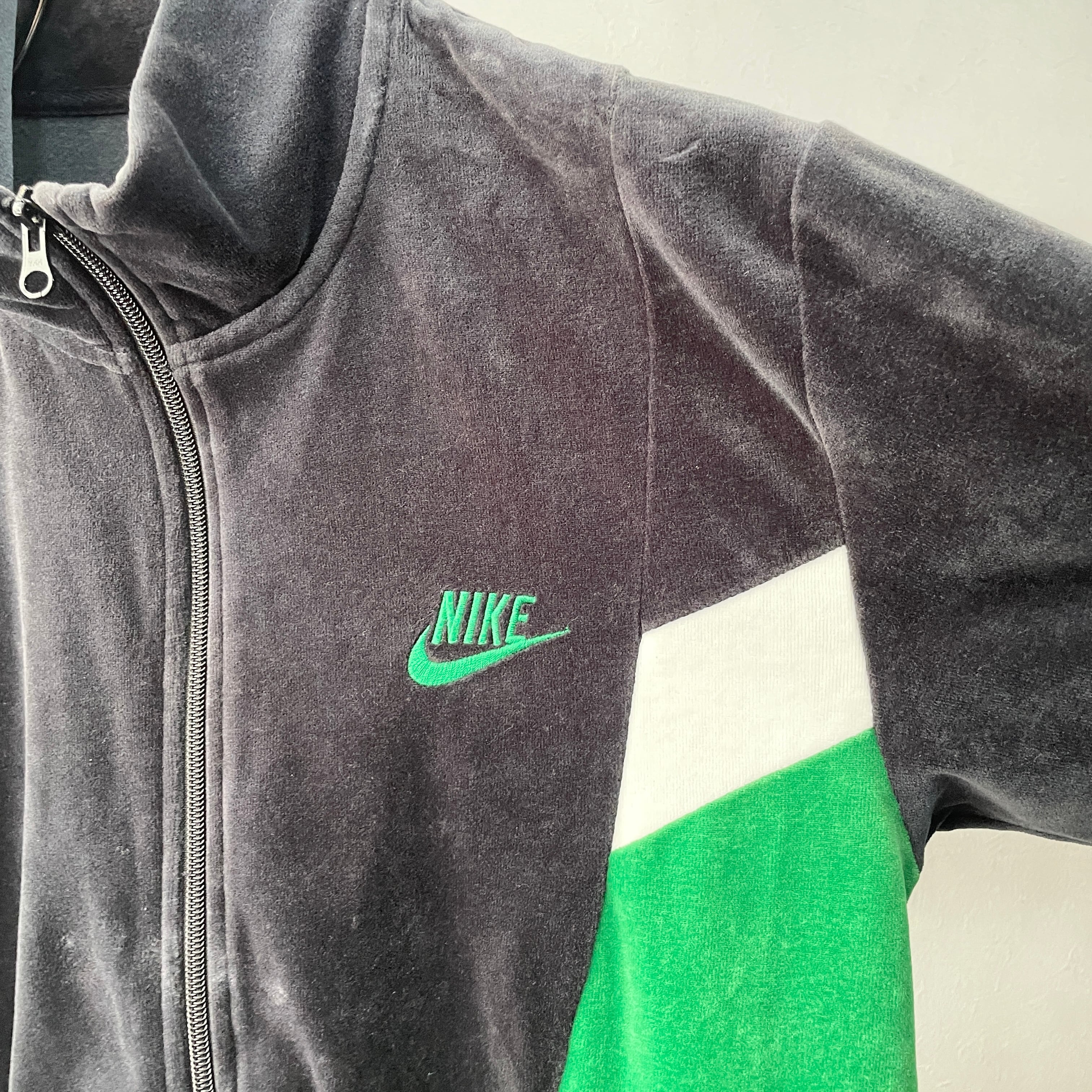 00s NIKE SB ベロア トラックジャケット L グリーン A113 90s ナイキ ベロアトラックジャケット グリーン×ブラック M