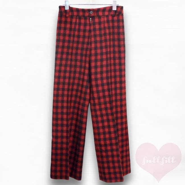 赤黒 バッファローチェック ワイドパンツ 古着 ヴィンテージ | FULLFILL