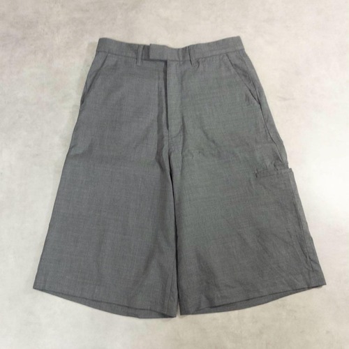 no. 21SS ウールワイドショーツ グレー ハーフパンツ バギーシルエット