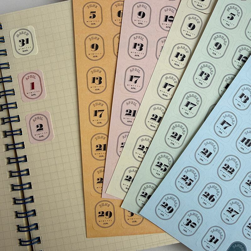 seal-0280|日付ステッカー 365 Days Date Sticker|手帳デコ コラージュ 素材