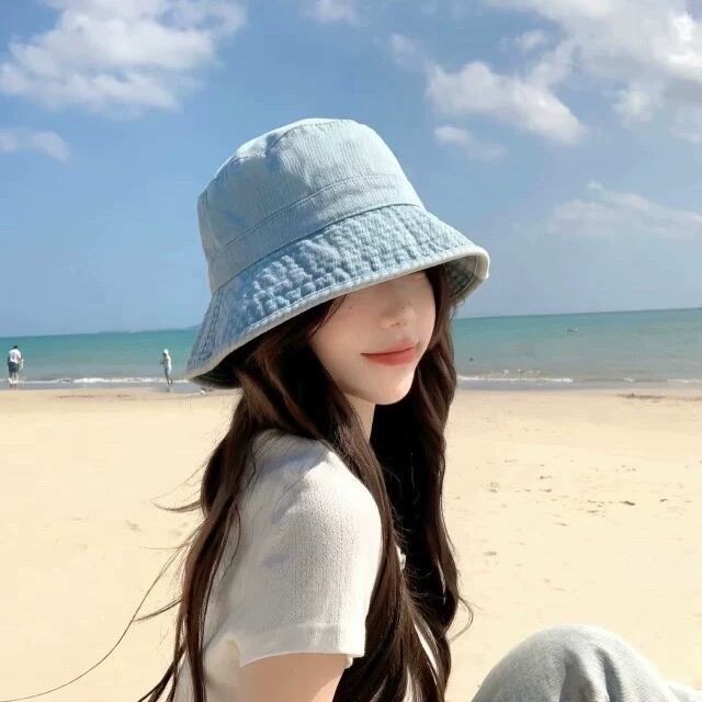 【予約販売】ハット バケットハット 帽子 レディース デニム ストリート アウトドア 日焼け防止 紫外線 ライトブルー ダークブルー こなれ感 お洒落 韓国 トレンド
