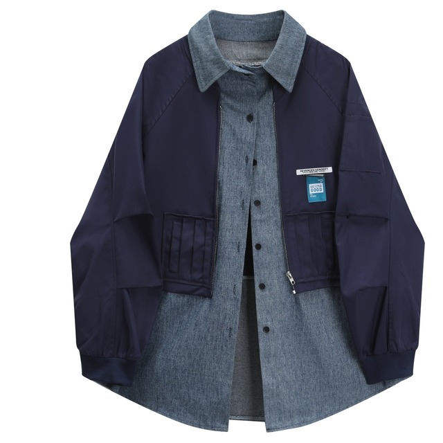 FAKE-2-PIECE DESIGN DENIM SHIRT JACKET 1color M-6279