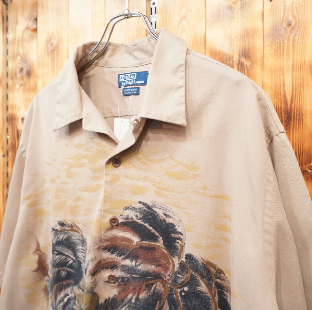 90s ラルフローレン　オープンカラーシャツ　パームツリー　vintage 90s ralphlauren オープンカラーシャツ XL/vintage camp パームツリー
