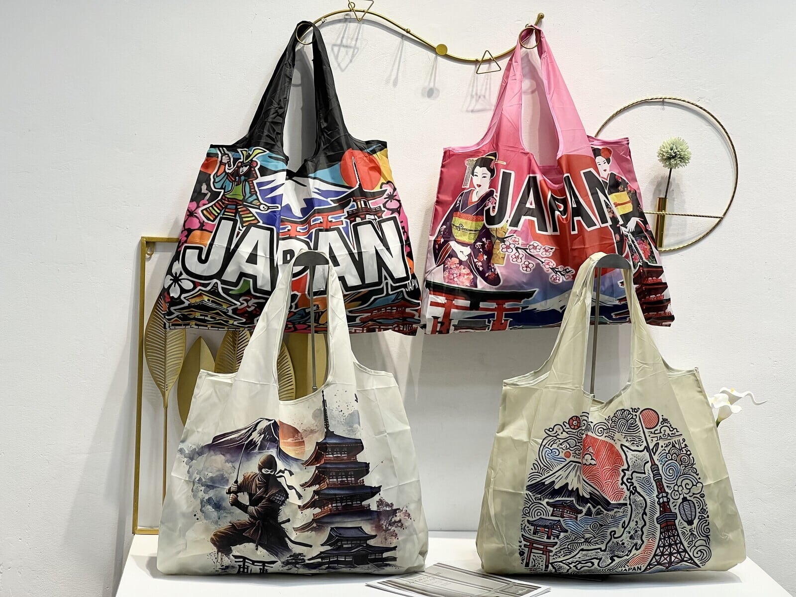 【J9 11】和柄のエコバッグ 大容量 折り畳み エコバッグ トートバッグ 買い物袋 レジ袋 折りたたみ バッグ