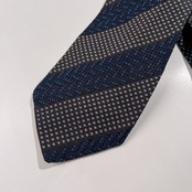 イタリア製 Paul Stuart ポールスチュアート レジメンタル シルク ネクタイ /ネイビー系/シルク100%