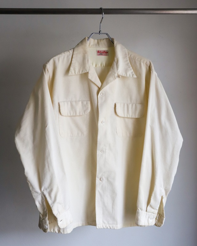 【極美品】50s Vintage corduroy open collar shirts made in USA mint condition big size ／ 50年代 ヴィンテージ 開襟 コーデュロイ シャツ サイズ16H 実寸L USA製 ミントコンディション