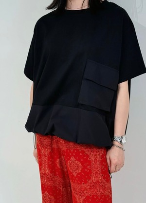 感謝祭アイテム30%オフ！異素材ドッキングポケットTOPS
