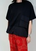 感謝祭アイテム30%オフ！異素材ドッキングポケットTOPS