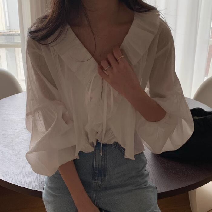 シアー フリル ブラウス 2color/3412783