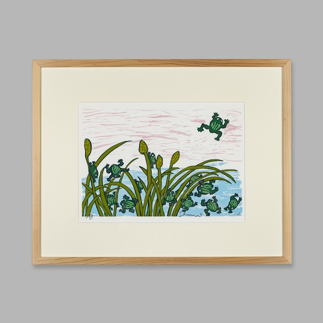 田島征三 シルクスリーン「ここから跳び出だそう」/Tashima Seizo Screen painting (Let's jump out from here)