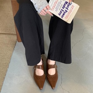 buckled pointed toe strap shoes　m-0011