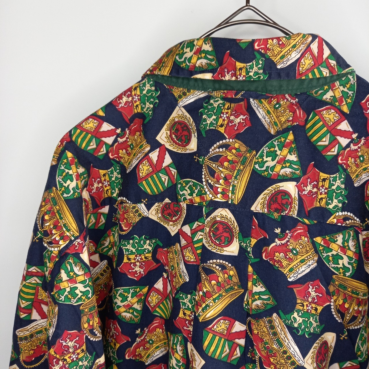 トミーヒルフィガー　コットンBDシャツ　総柄　レトロ　ヤカラ系　L/G