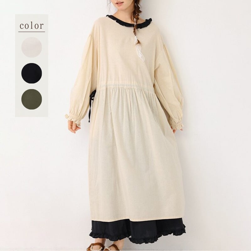 ナチュラルサイドドローストリングワンピース W1699