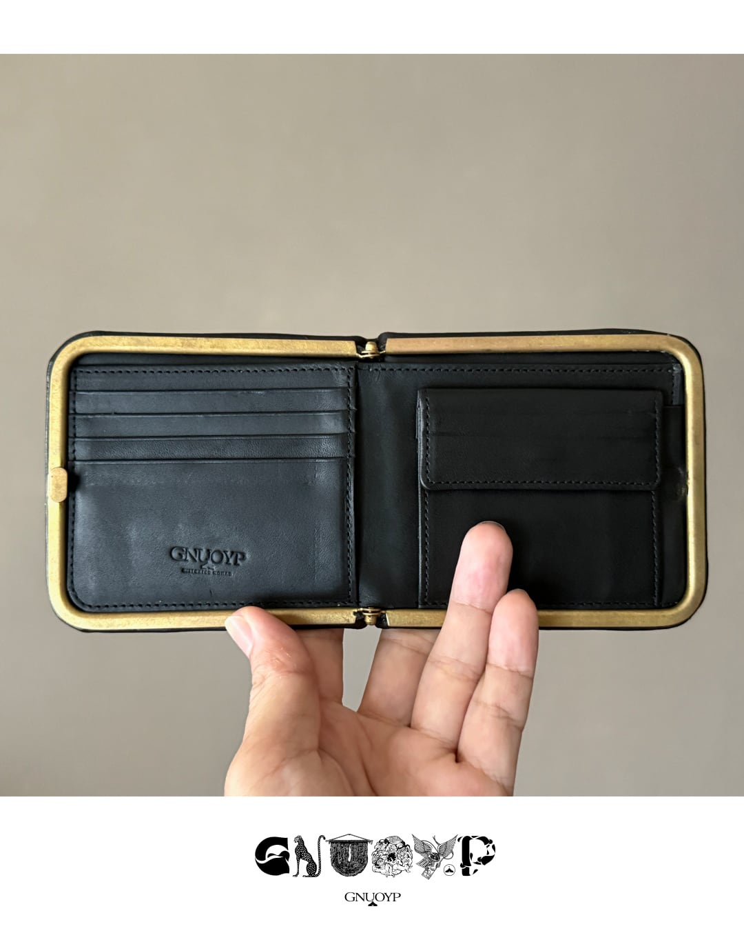 天溝折財布 BLACK （Frameless Bi-Fold Wallet – Organic Deer Leather