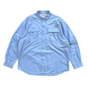 USED 00's Columbia PFG OMNI-SHADE L/S fishing shirts - light blue