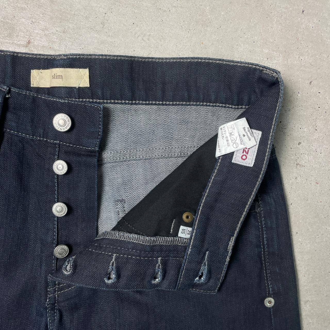 00年代 KENZO ケンゾー カラーデニムパンツ ストレッチ スリム W29 