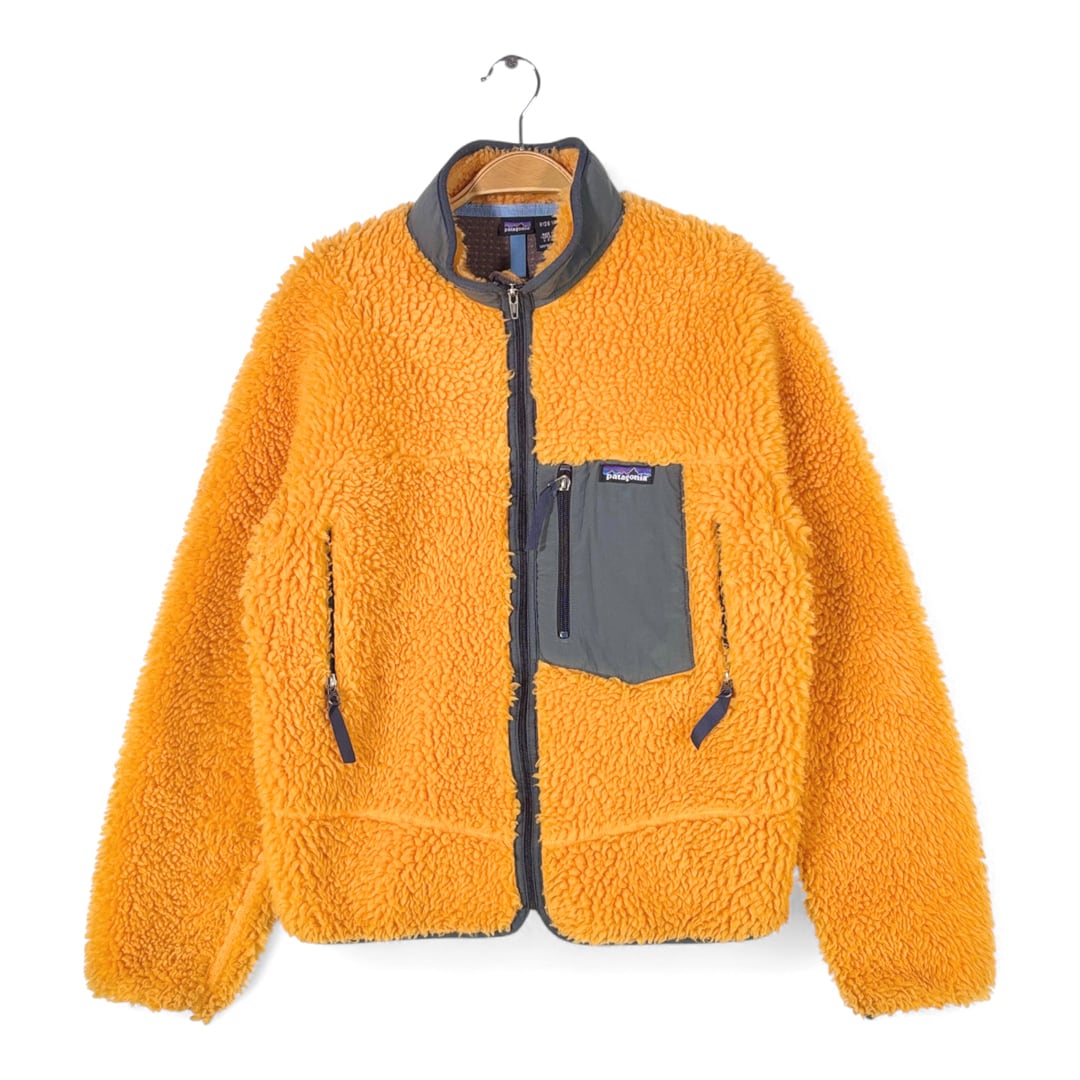 00s パタゴニア USA製 美品 ヴィンテージ レトロカーディガン パイル マンゴー オレンジ PATAGONIA サイズS相当 古着 DD0447