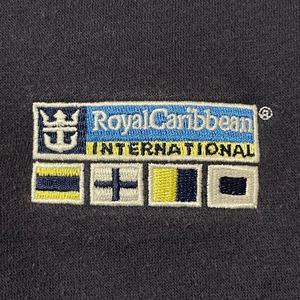 【Royal Caribbean】ハーフジップ スウェット プルオーバー  刺繍ロゴ ワンポイントロゴ ロイヤルカリビアン M US古着