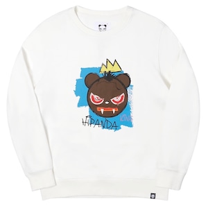 SALE 送料無料【HIPANDA ハイパンダ】メンズ バスキア パロディ クルーネック スウェット トレーナー MEN Jean-Michel Basquiat PARODY PRINT CREW NECK SWEAT SHIRT / WHITE