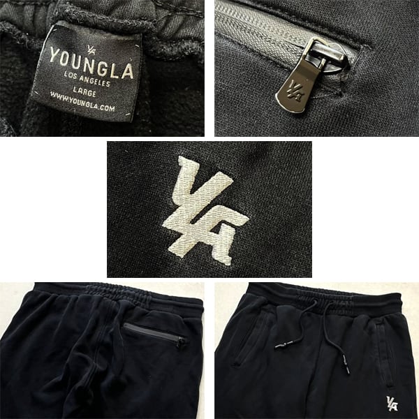 【】ヤングエルエー 1点物◇YoungLAヤングエルエー黒スウェットパンツ古着メンズL