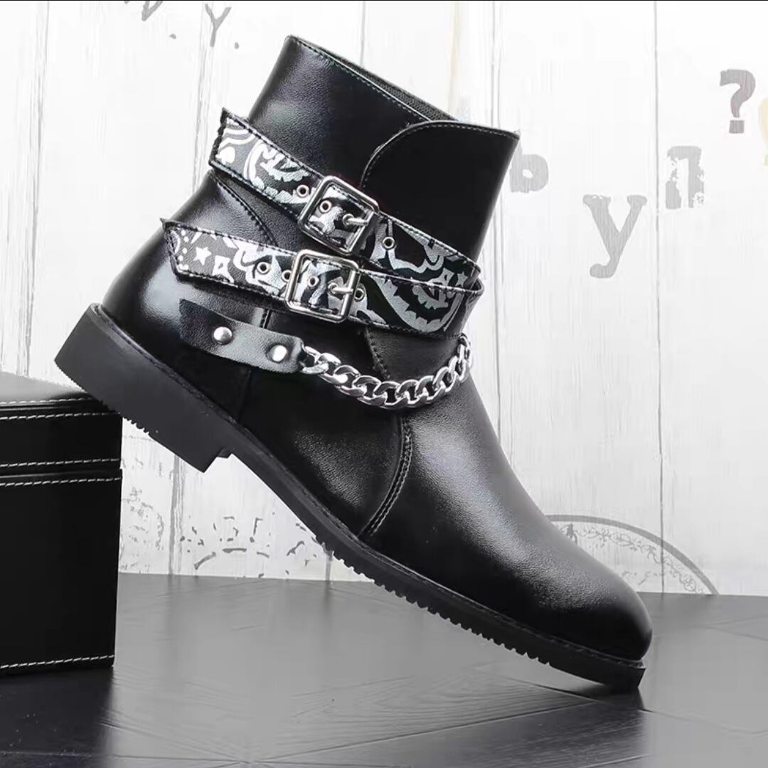 DOUBLE BELTS FAKELEATHER BOOTS / GOTHIC ARMS