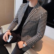 plaid formal suit jacket 00144