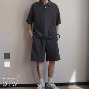 【韓国メンズファッション】ポロシャツ×ショートパンツ セットアップ カジュアル ストリート スポーティ ユニセックス BW2447