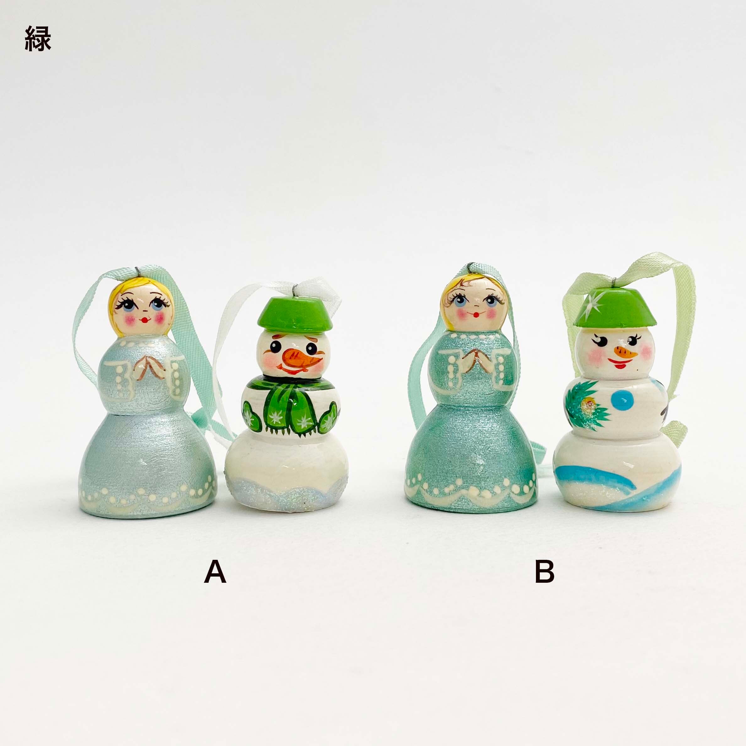 天使と雪だるまのオーナメント（2個セット） | kokeshka