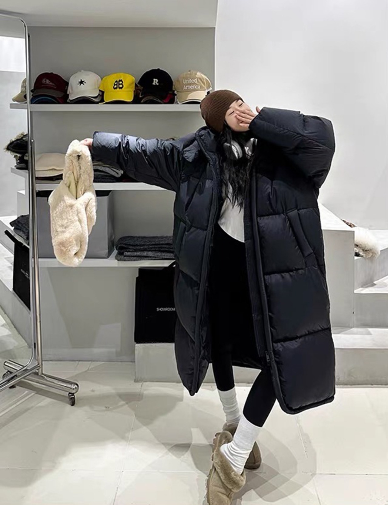 【新作５％OFF・3日間】Big-Hoodie Long Down 100% Coat_3colors