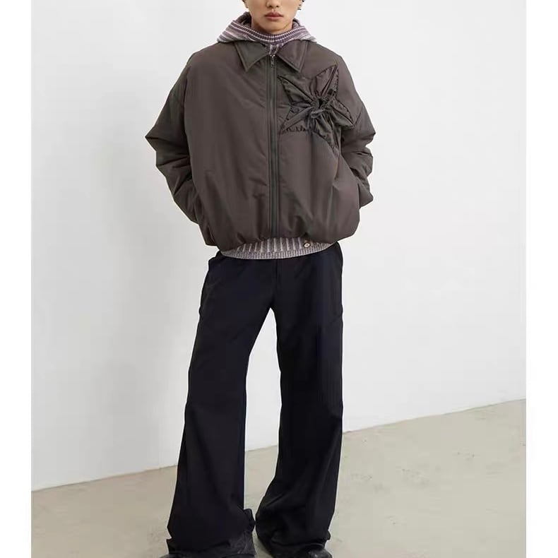 CONP] Zip-up Padded Star Embossed Jacket | BYORI