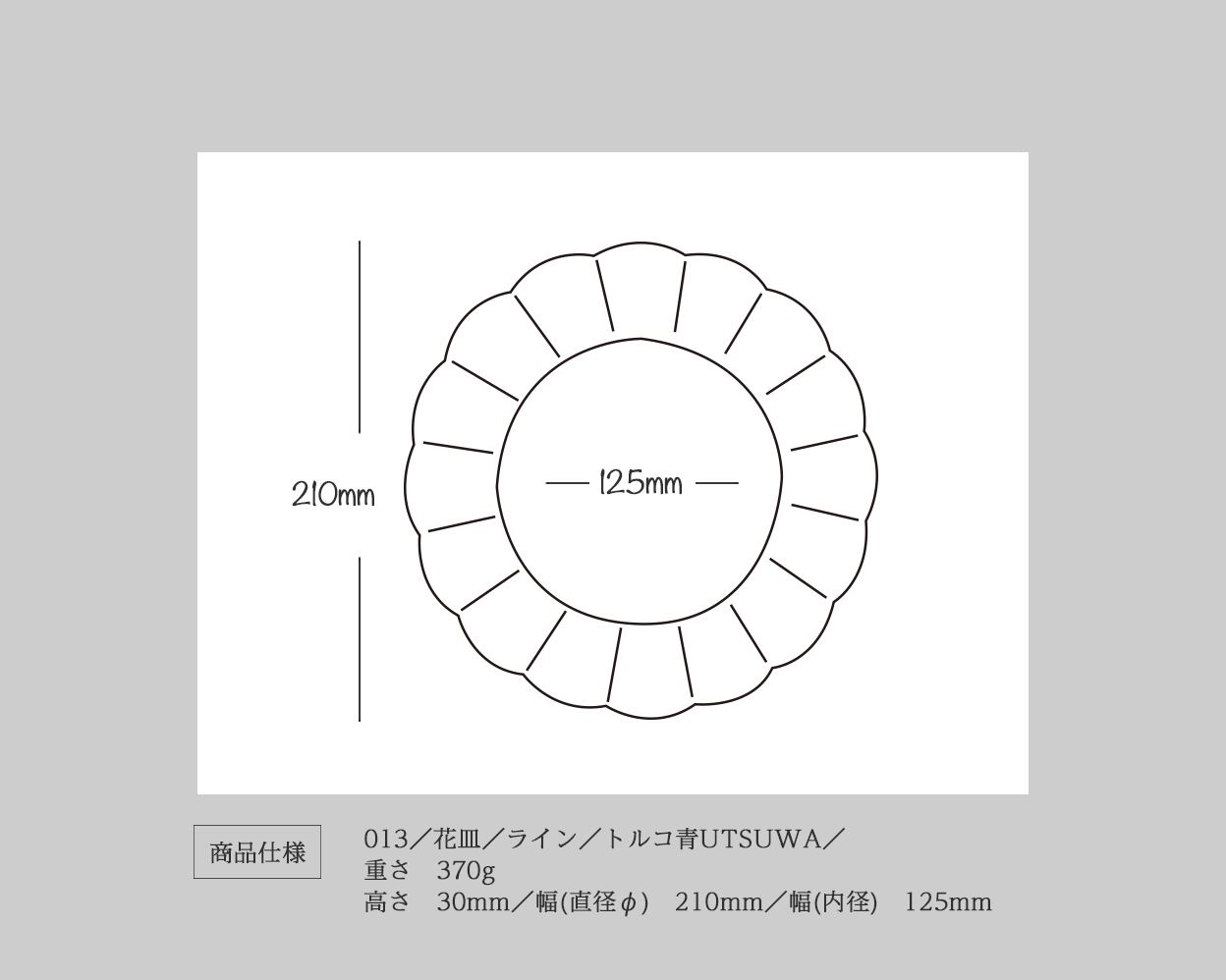 花皿／ライン／トルコ青UTSUWA