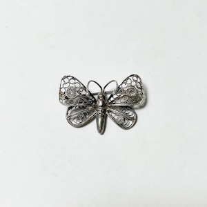 Vintage Silver Filigree Butterfly Brooch From Hungary
