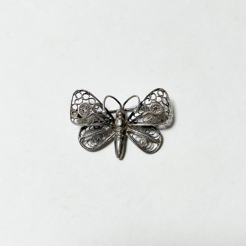 Vintage Silver Filigree Butterfly Brooch From Hungary
