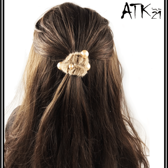 パール付き ファー ふわふわ シュシュ ヘアゴム 簡単ヘアアレンジ ヘアポニー ハーフアップ まとめ髪 髪留め レディース ヘアアクセサリー Fss Atk21