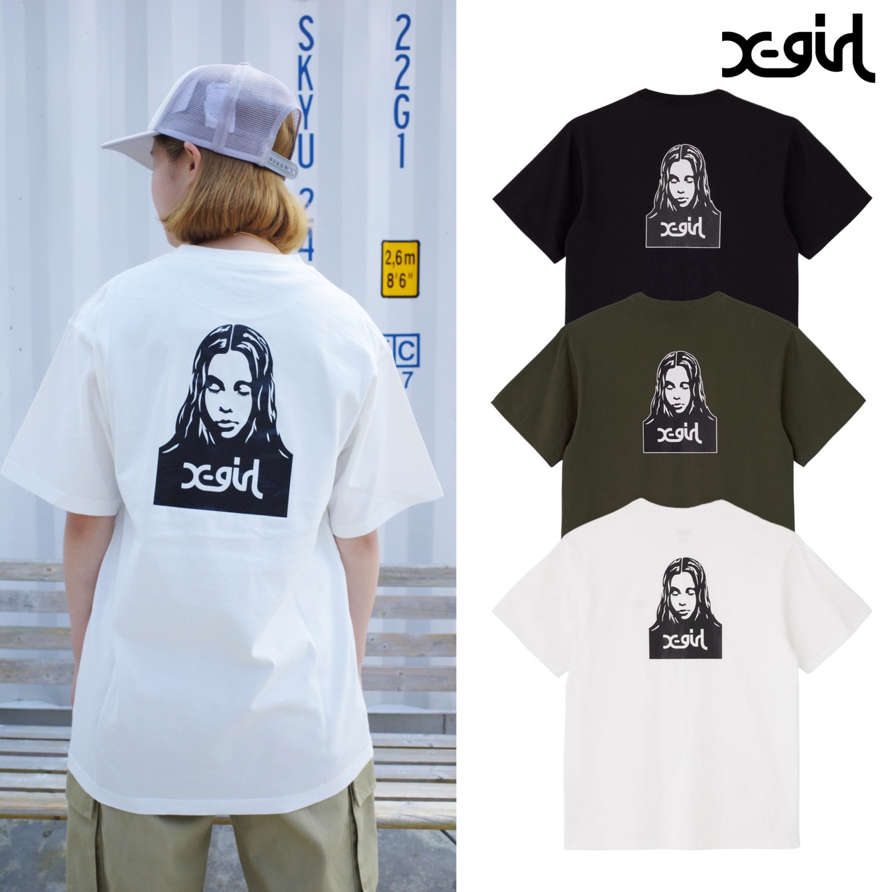 【X-girl】FACE S/S TEE【エックスガール】
