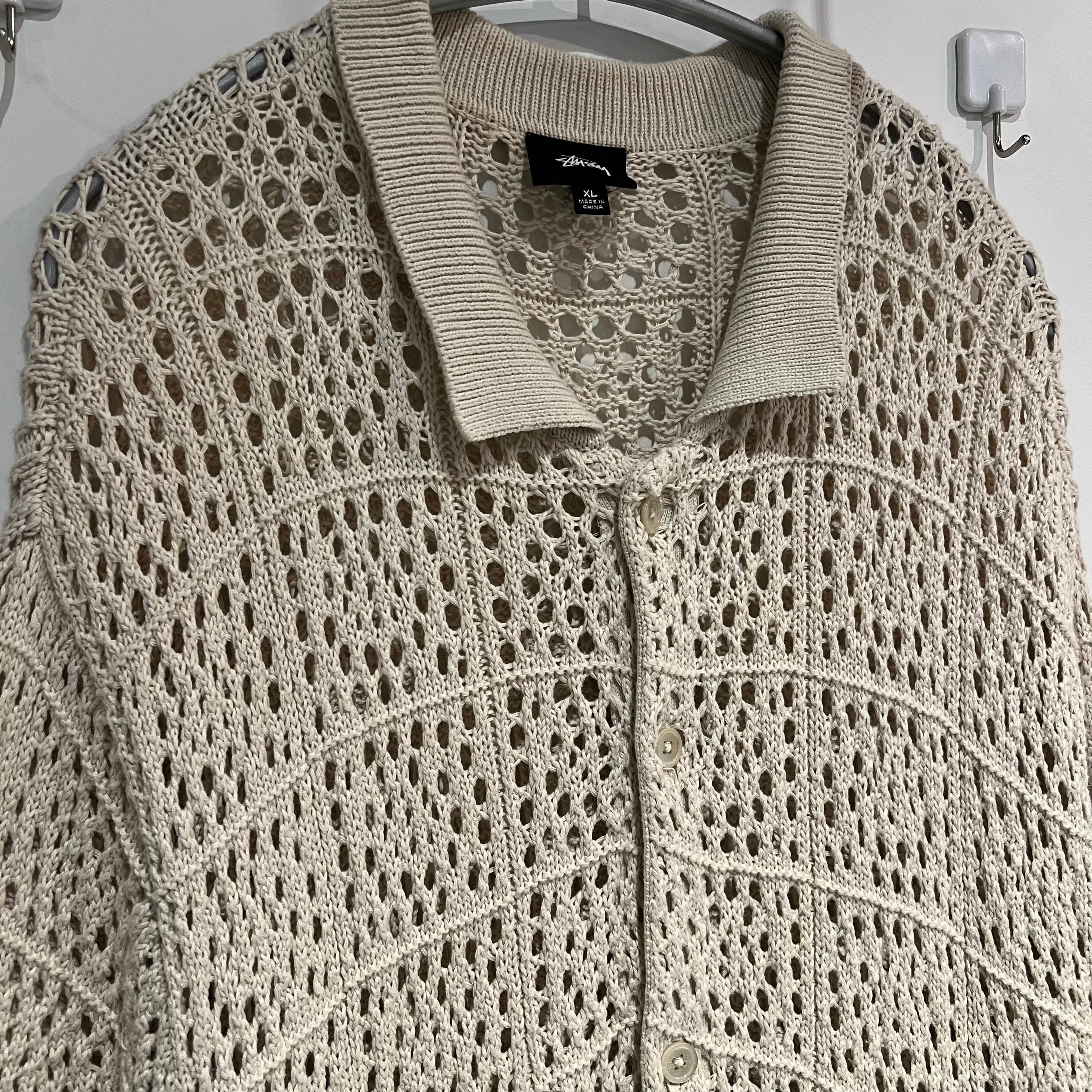 STUSSY ステューシー 22SS crochet shirt ニット半袖シャツ STUSSY ステューシー 22SS crochet shirt ニット半袖シャツ