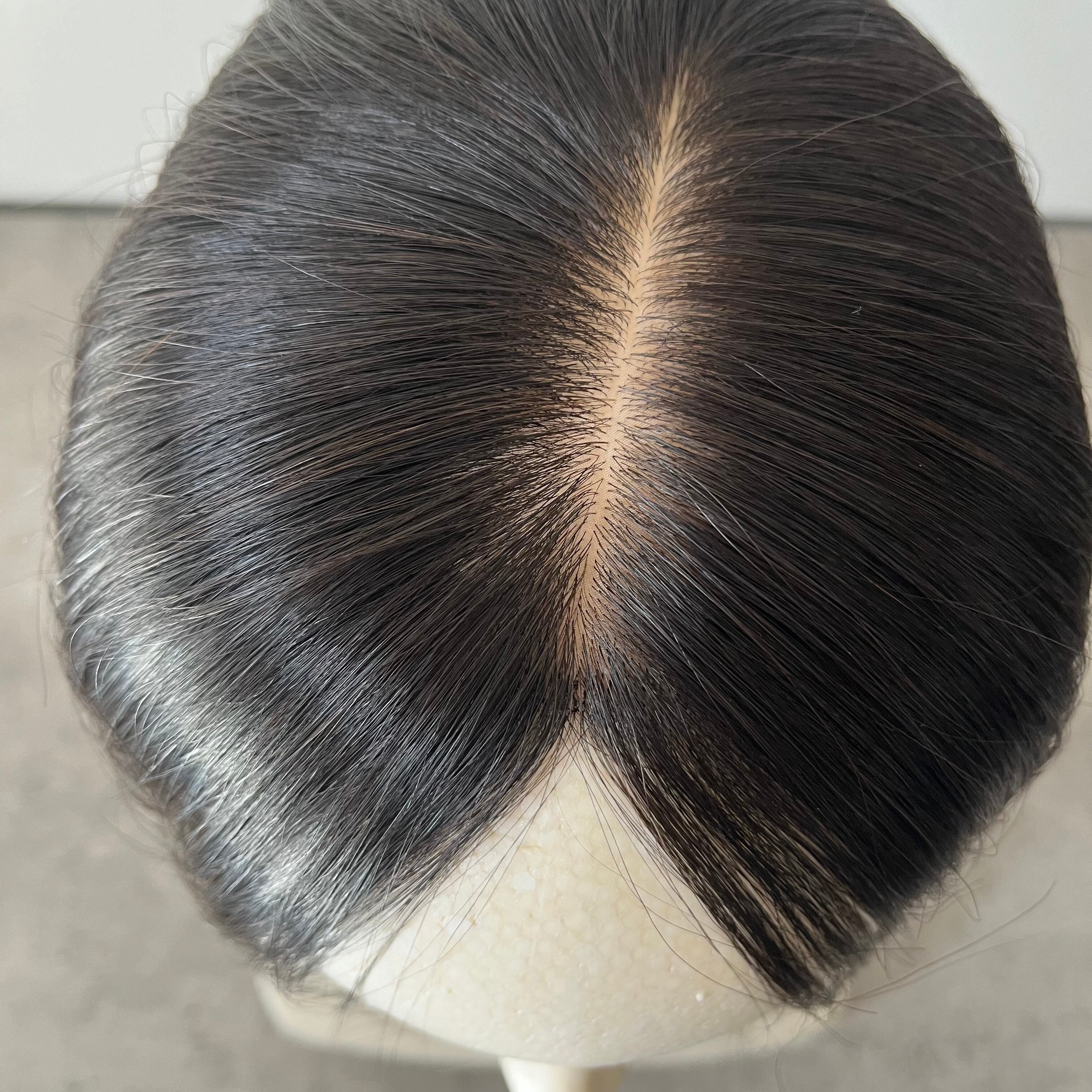 最高級レミー人毛100% 総手植えヘアピース 45cm・ベース12×14cm【BR