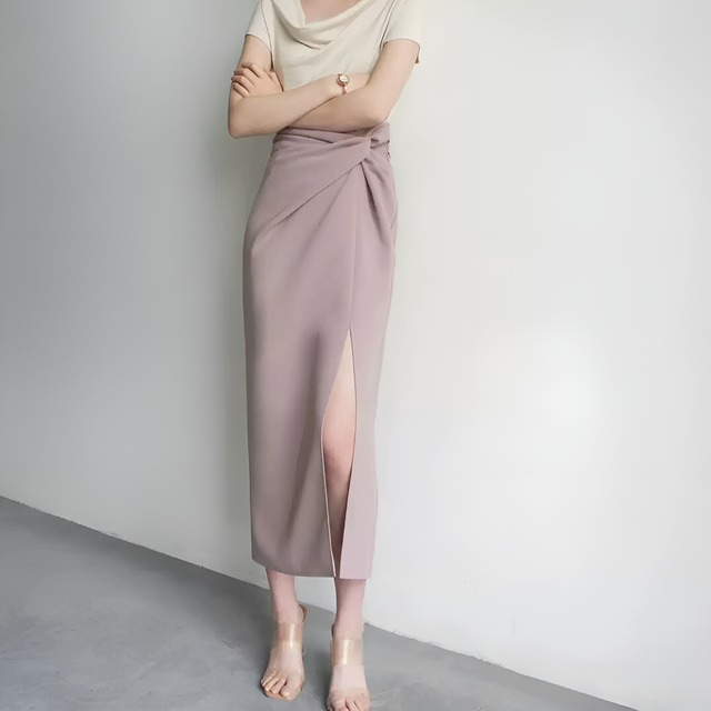 クロスオーバー デザインハイウエストサイド スリットスカート　BM1269