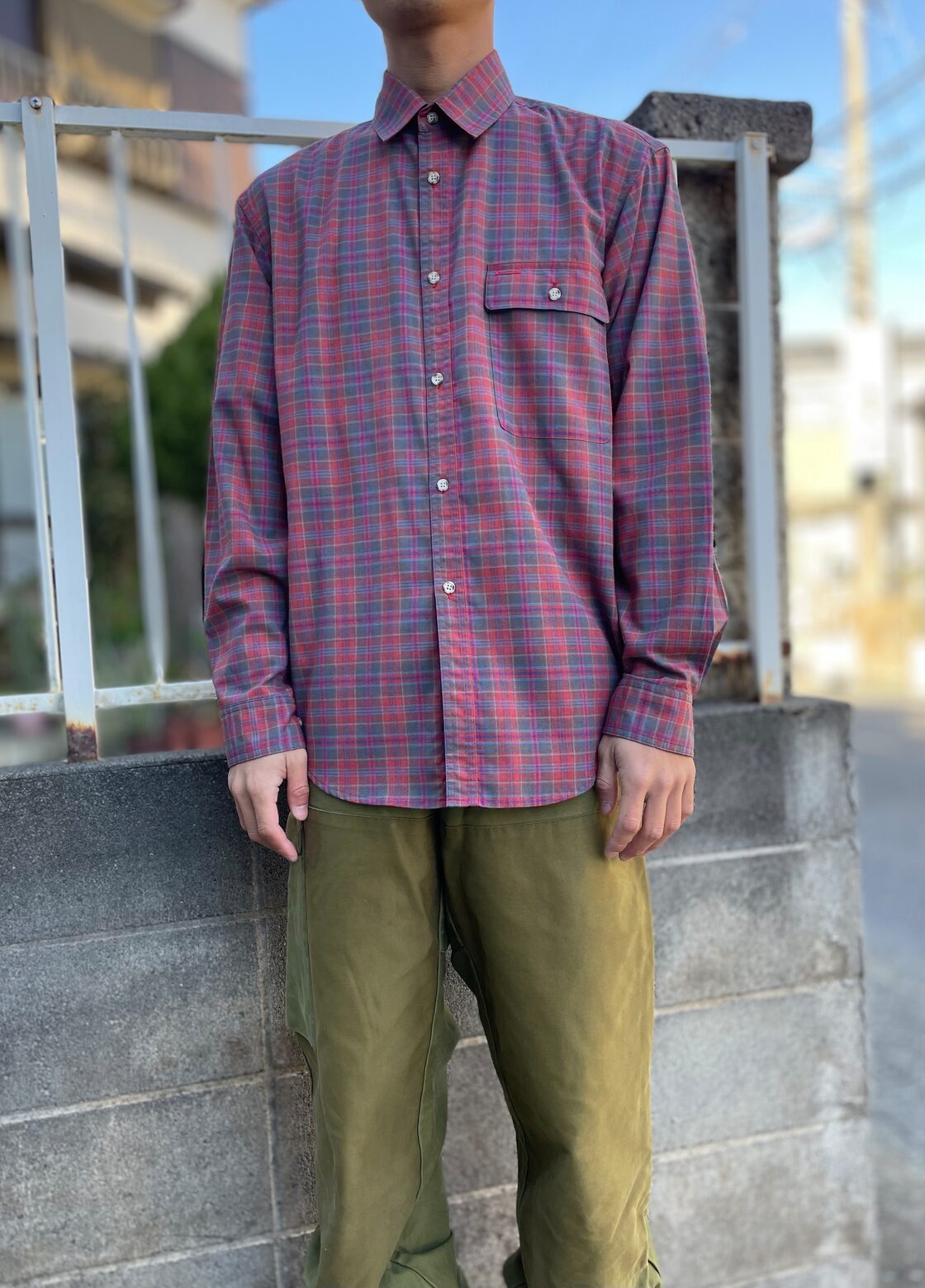 old mont-bell L/S poly shirt / オールド モンベル 長袖 チェック 