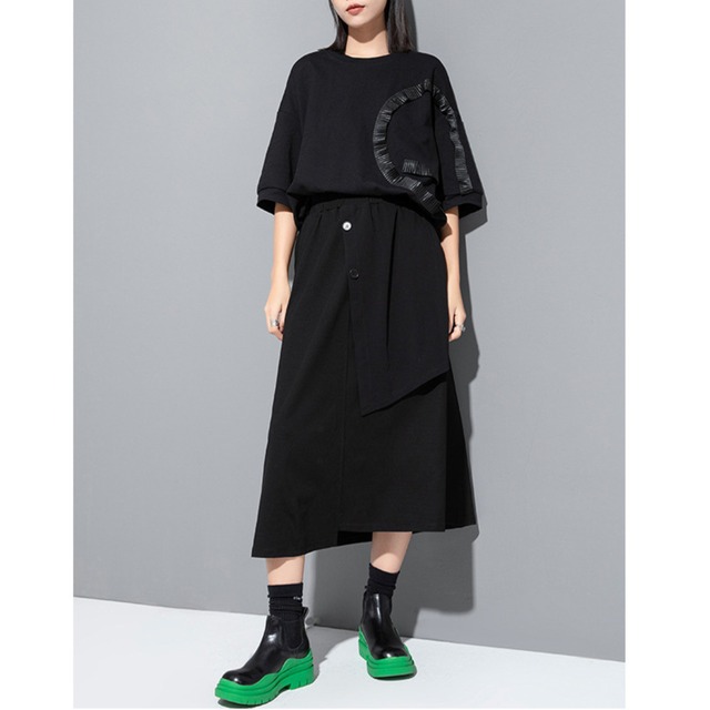 Midi Length Buttoned High Waist A-Line Wrap Skirt       00205