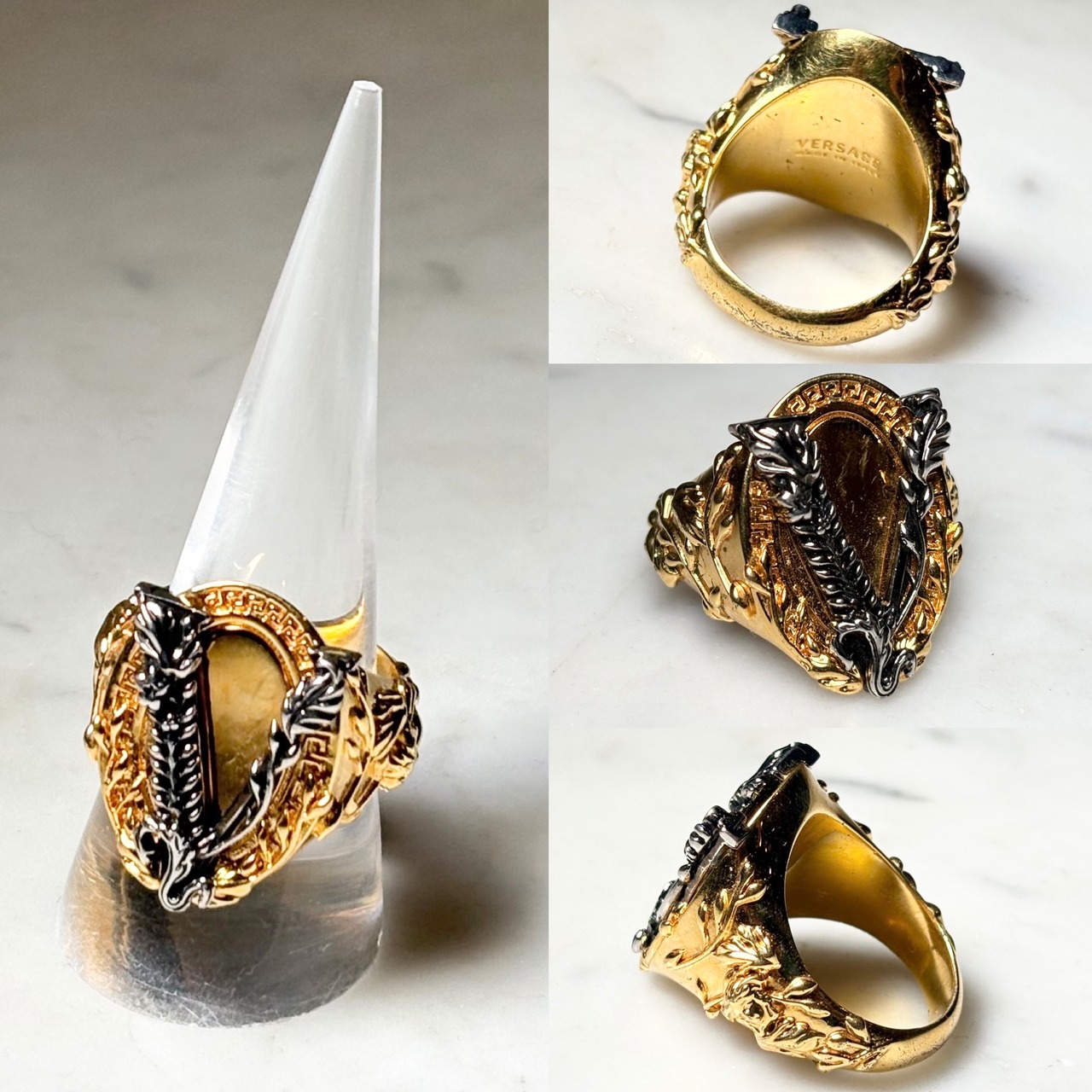 VERSACE bicolor metal ring “Virtus”