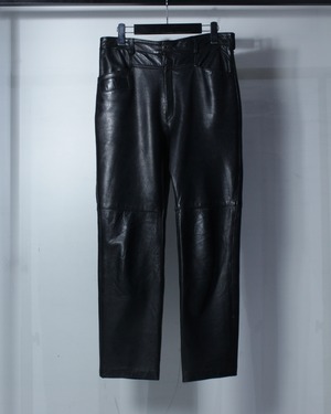 【Caka BLACK】Panel Design Vintage Leather Pants