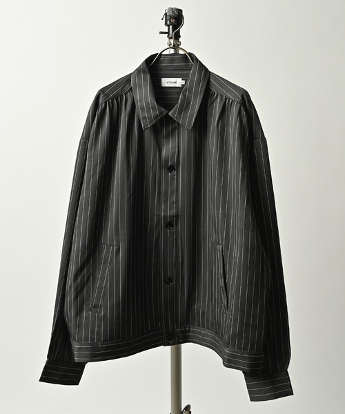 ATELANE Pinstripe gathered jacket (GRY) 26A-13050