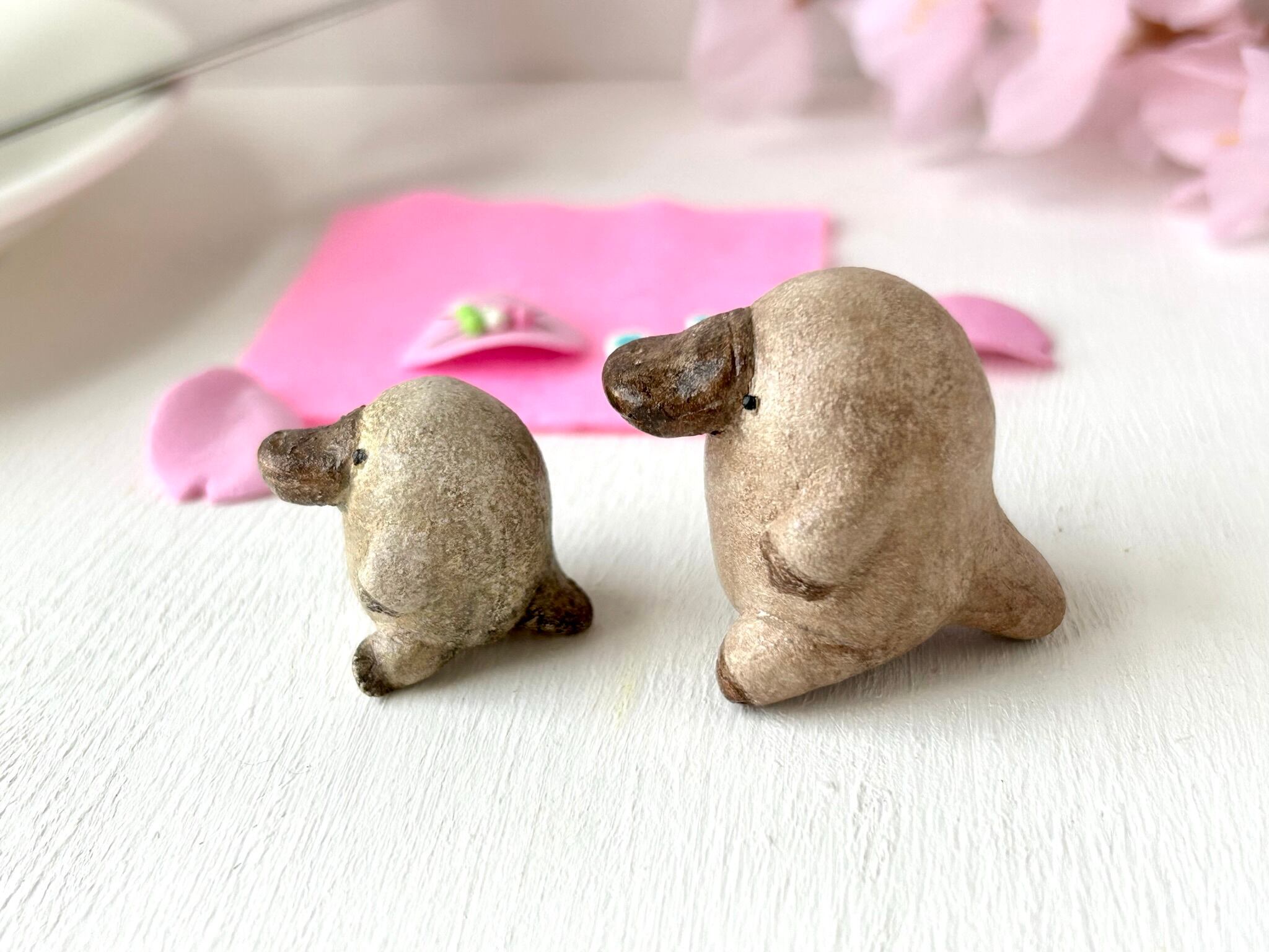 お花見カモノハシさん親子（受注制作） | Pay ID