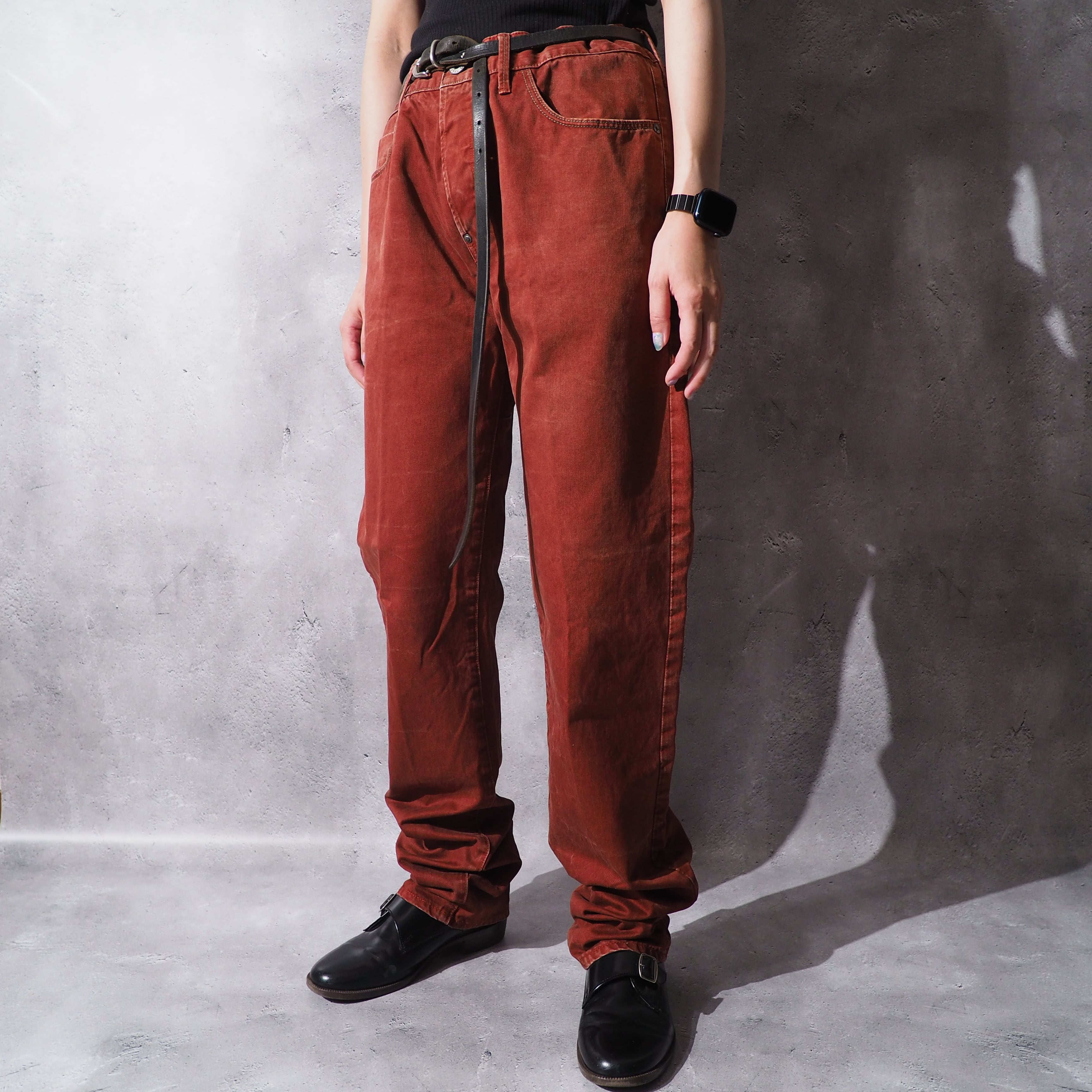 2000s ” G-STAR RAW ” Deep reddish brown dyeing cotton straight pants