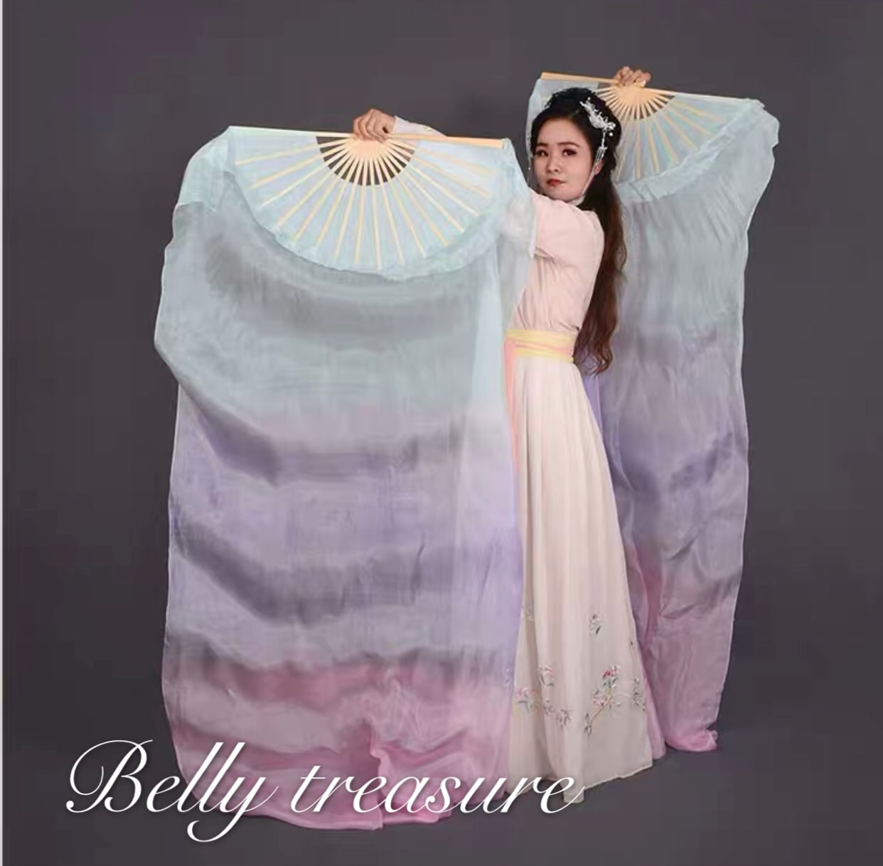 シルクファンベール 左右2本セット ライトブルー/ライトパープル/ライトピンク YD 101