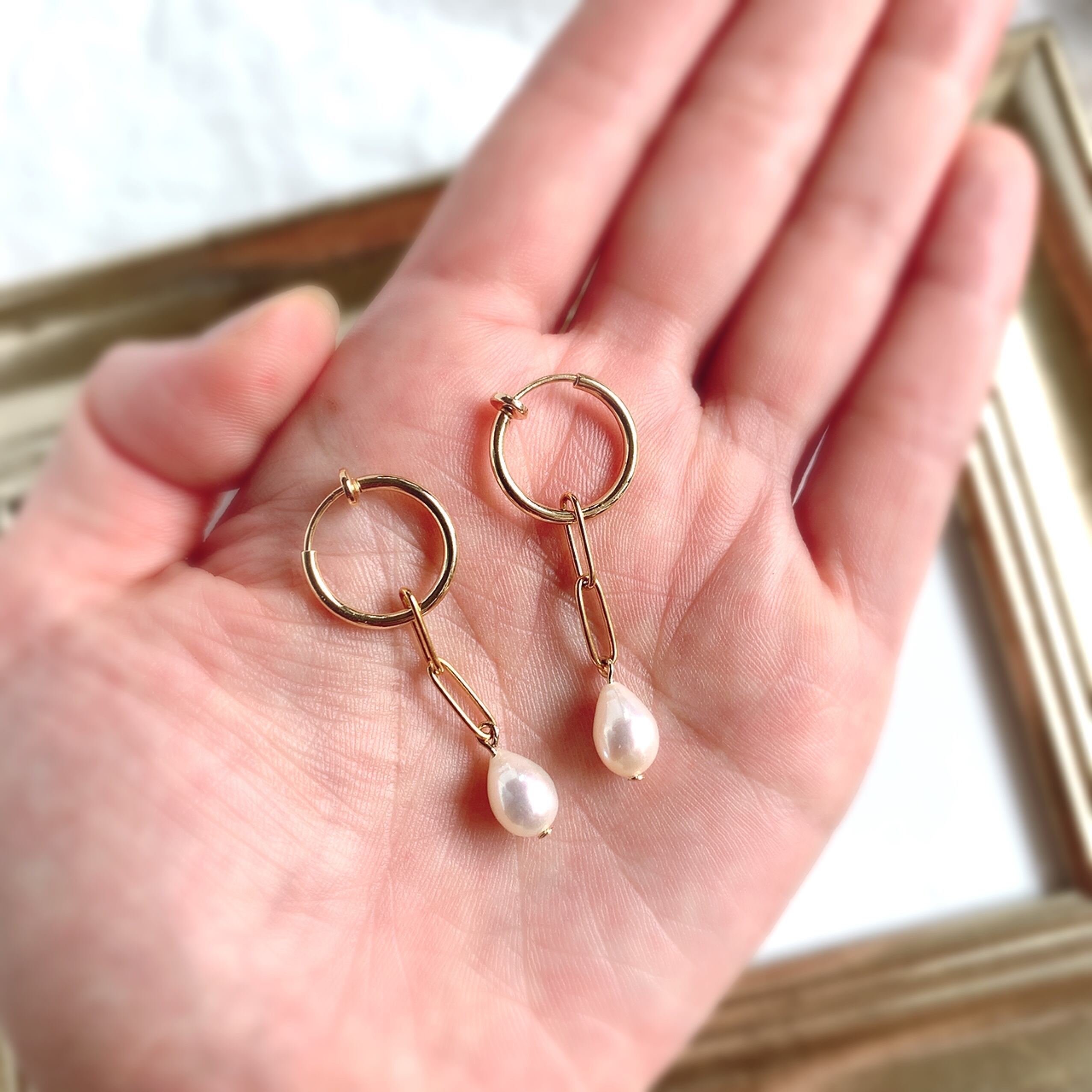 再販 | 淡水パール 淡水パール×フープピアス・イヤリング Handmade