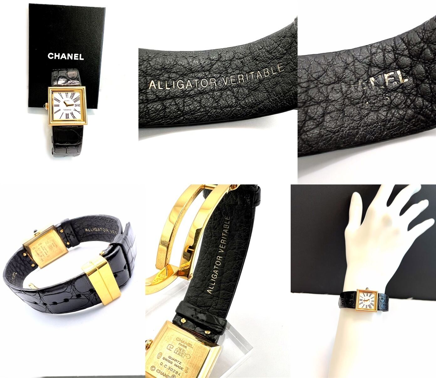 CHANEL シャネル マドモアゼル K18 YG 金無垢 時計 アリゲーター CHANEL シャネル マドモアゼル K18 YG 金無垢 時計 アリゲーター