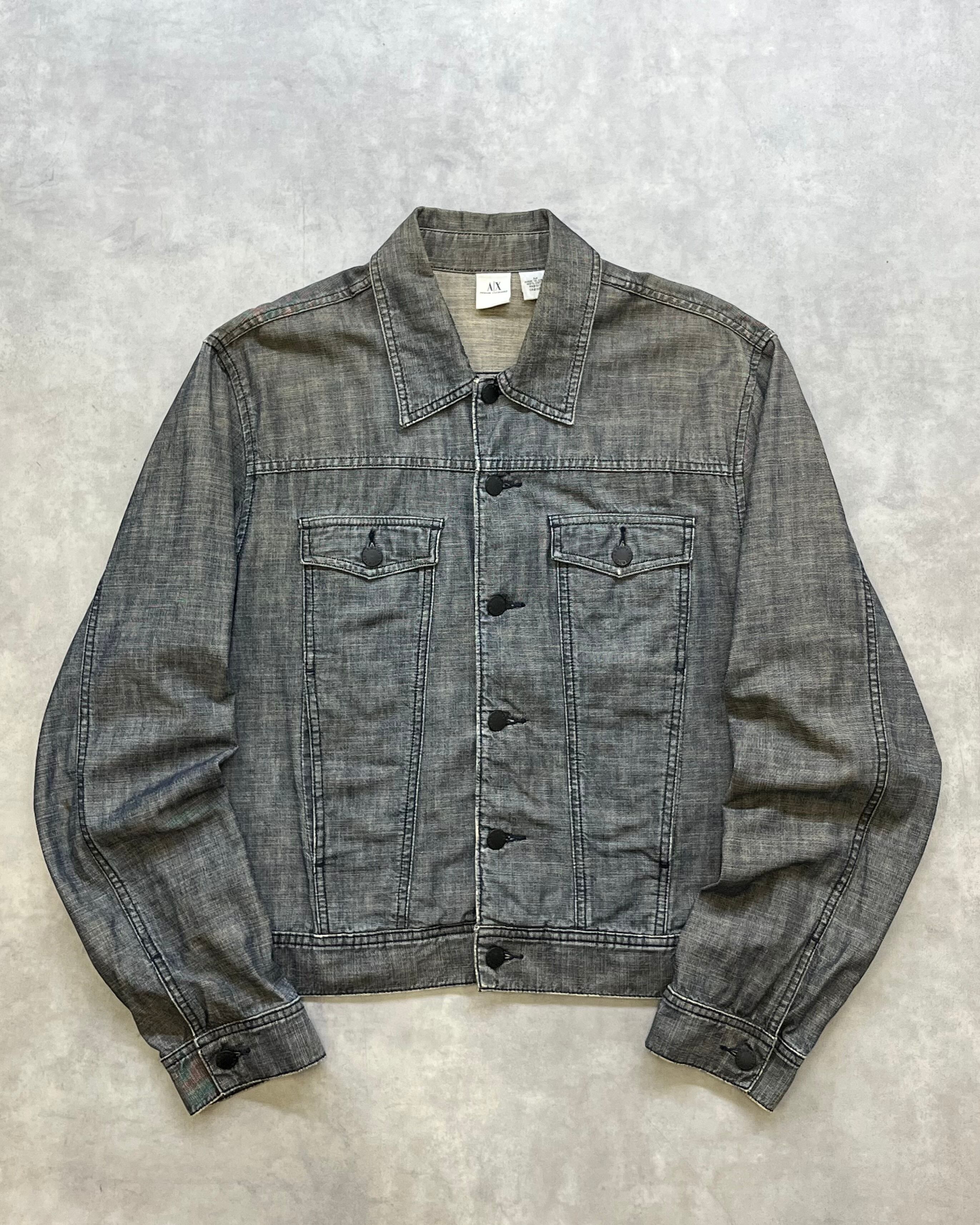 90s~ ARMANI EXCHANGE Vat-Dyed Denim Trucker Jacket